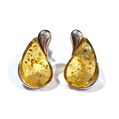 Silver Amber Earrings