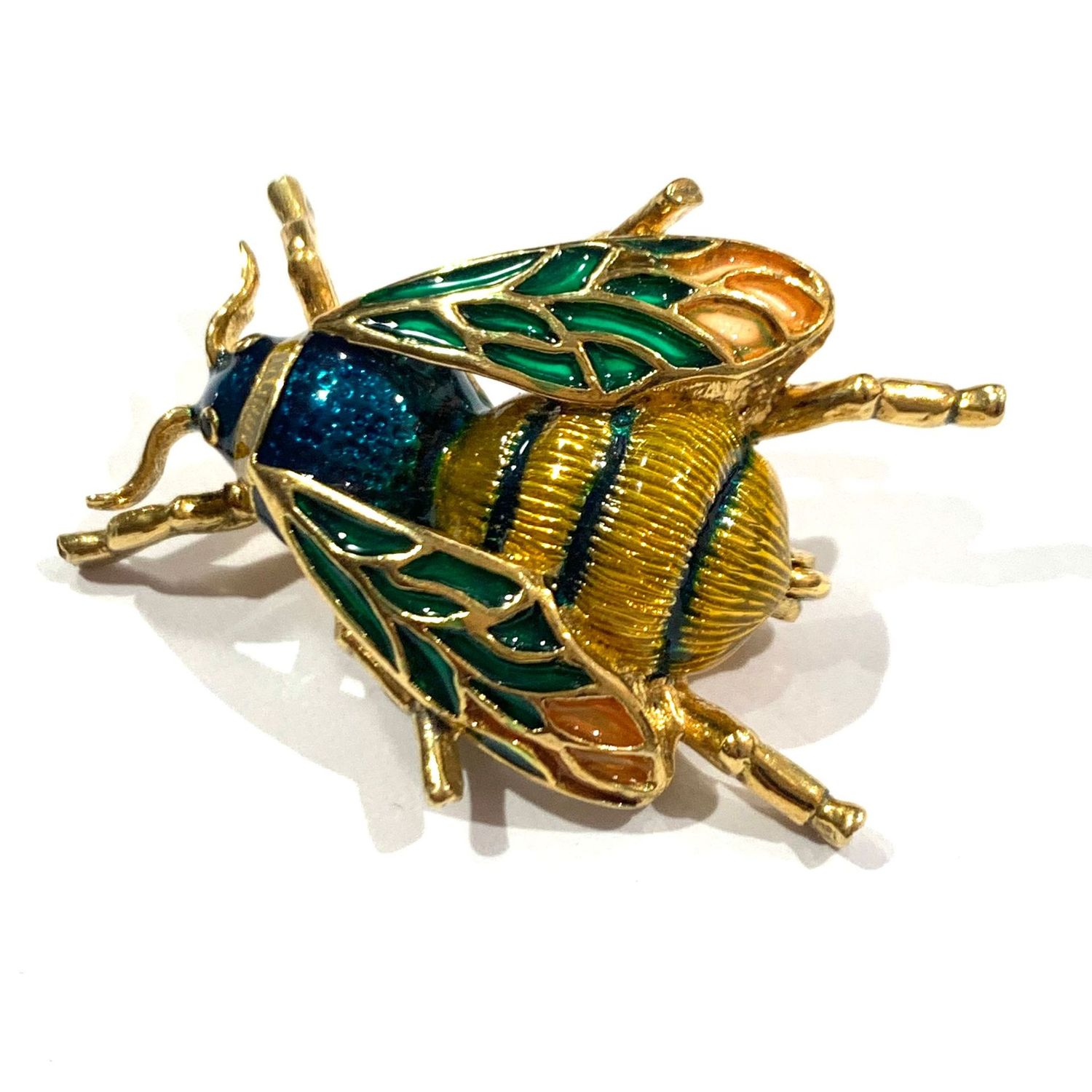 Silver Gold Plate Enamel Bee Brooch/Pendant