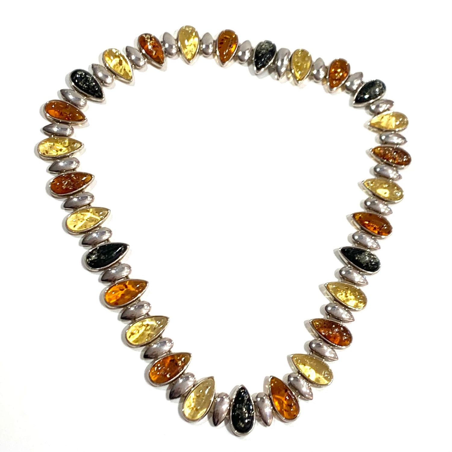 Silver amber necklace