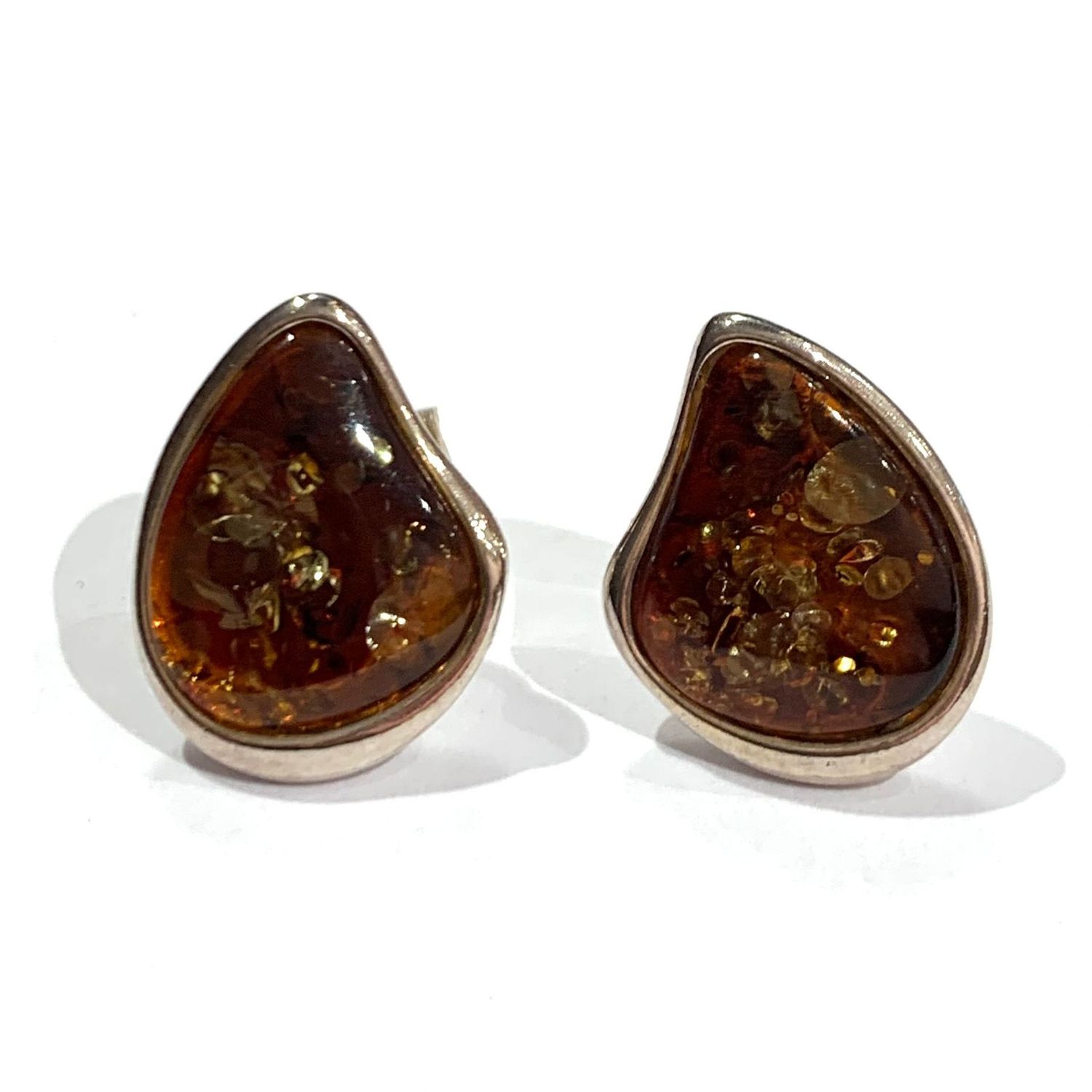 Silver Amber Earrings
