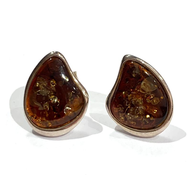 Silver Amber Earrings