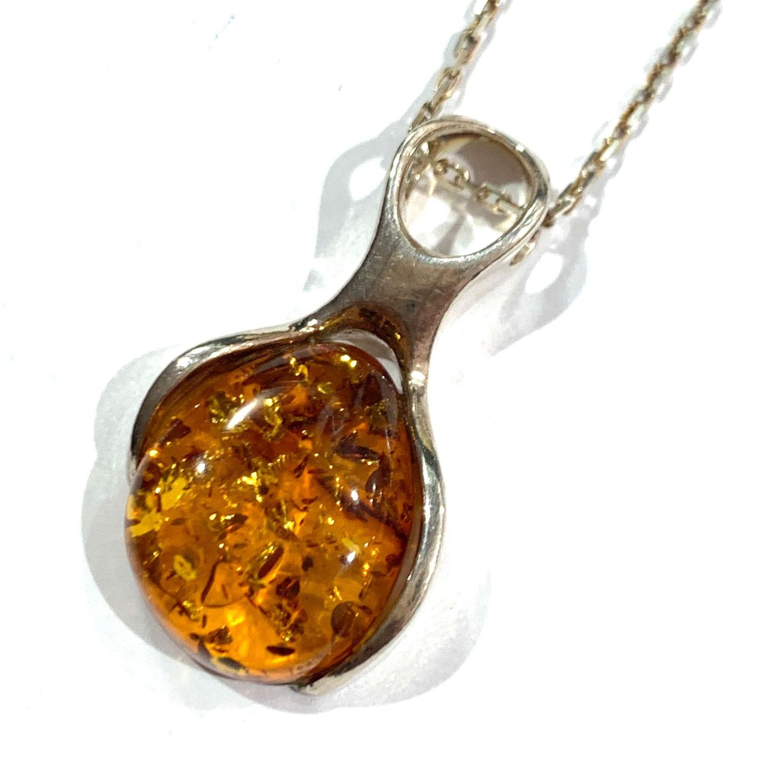 Silver Amber Pendant