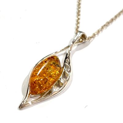 Silver  Amber Pendant
