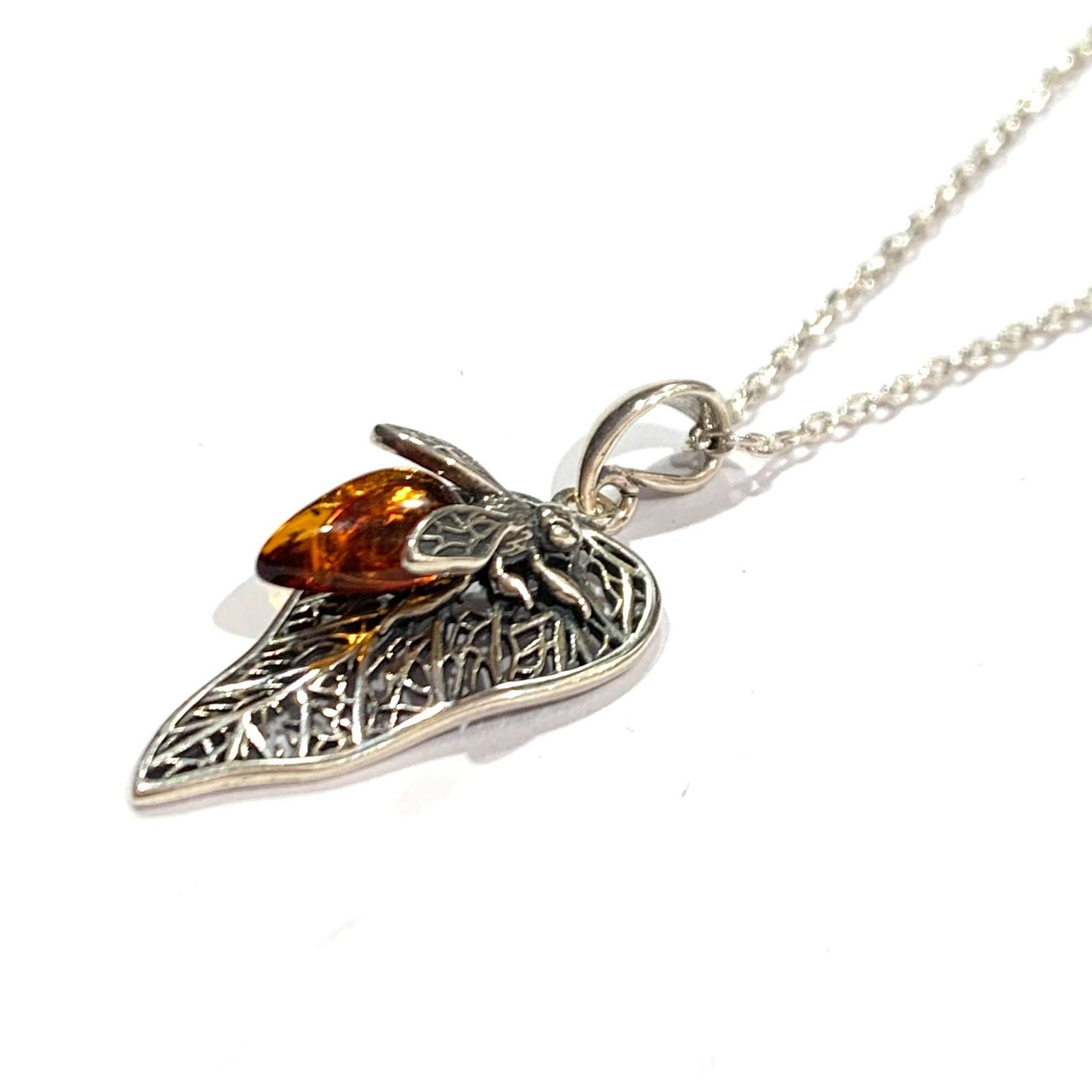 Silver Amber Pendant