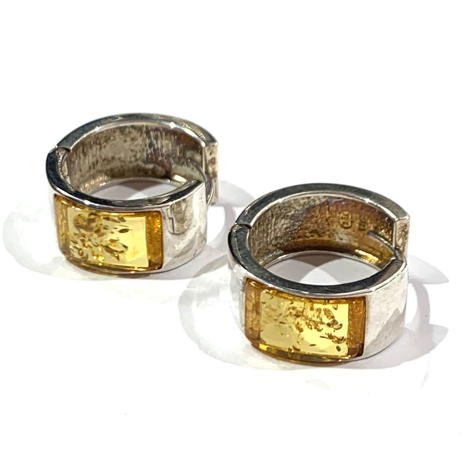 Silver Amber Earrings