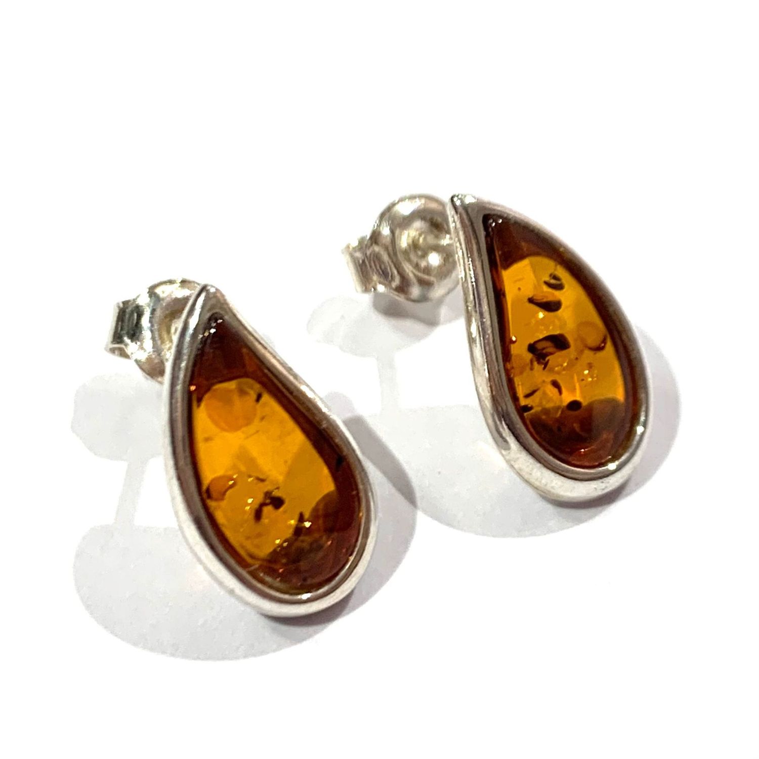 Silver Amber Earrings