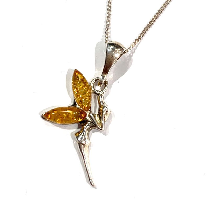 Silver Amber Fairy Pendant