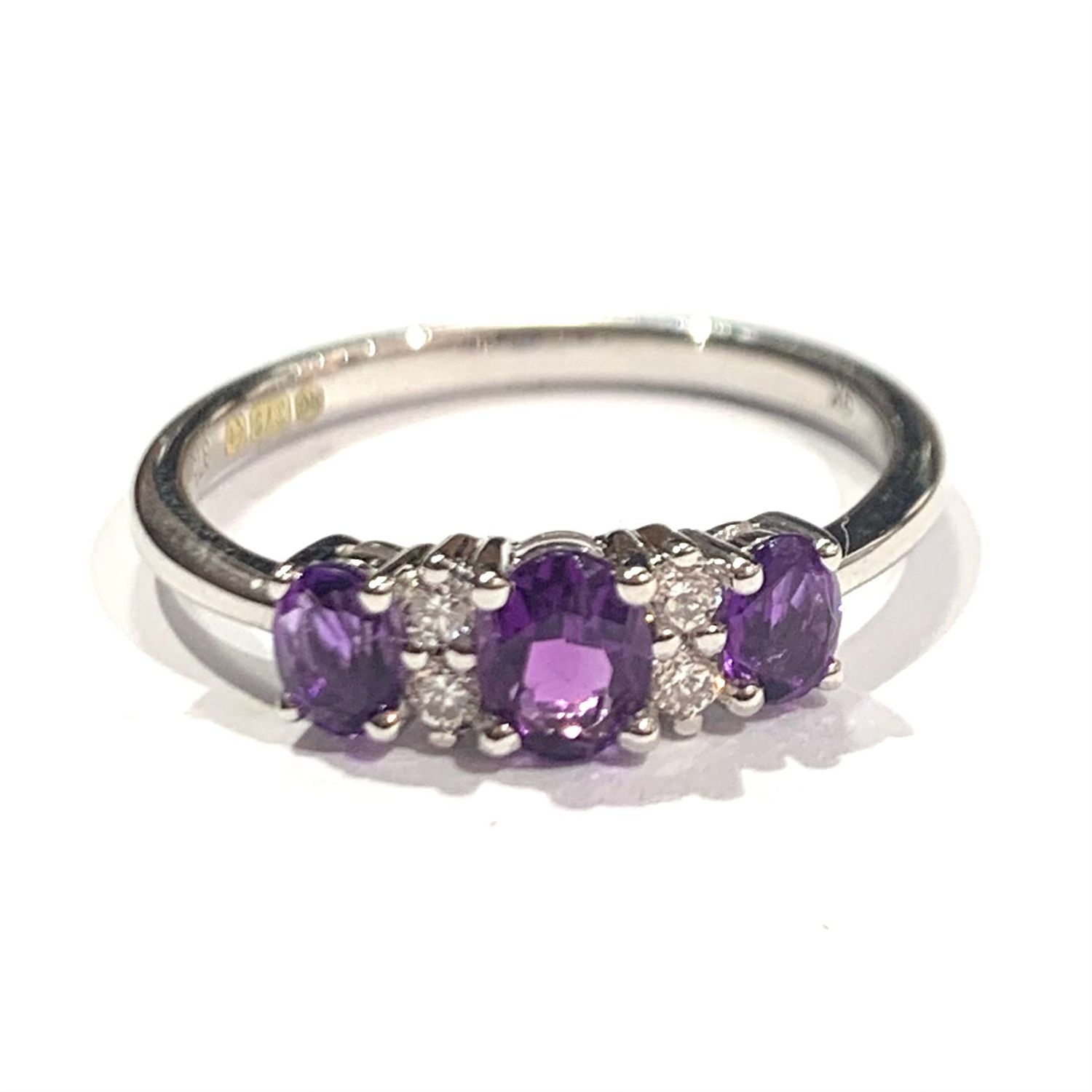 9ct White Gold Amethyst and Diamond Ring