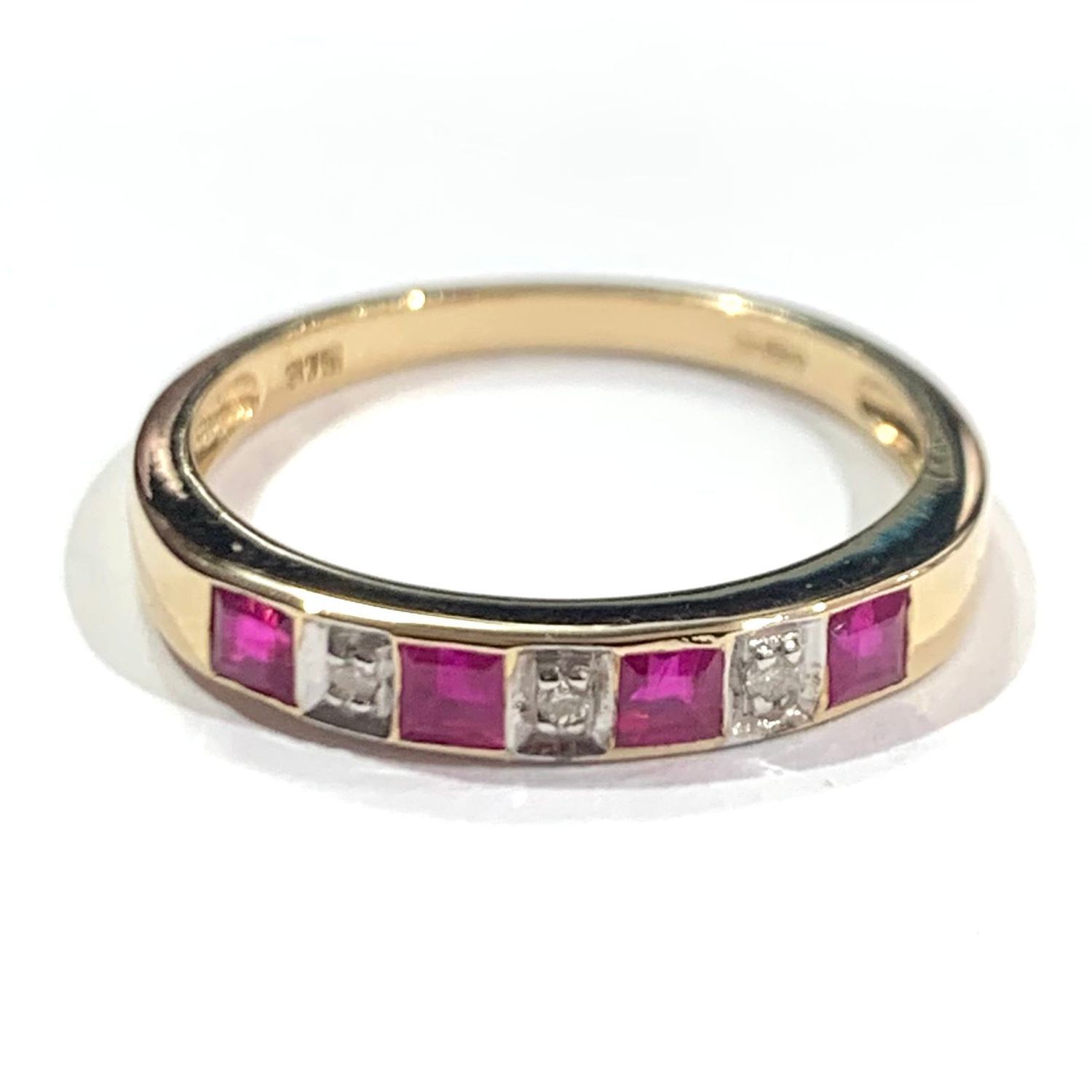 9ct Yellow Gold Ruby and Diamond Ring