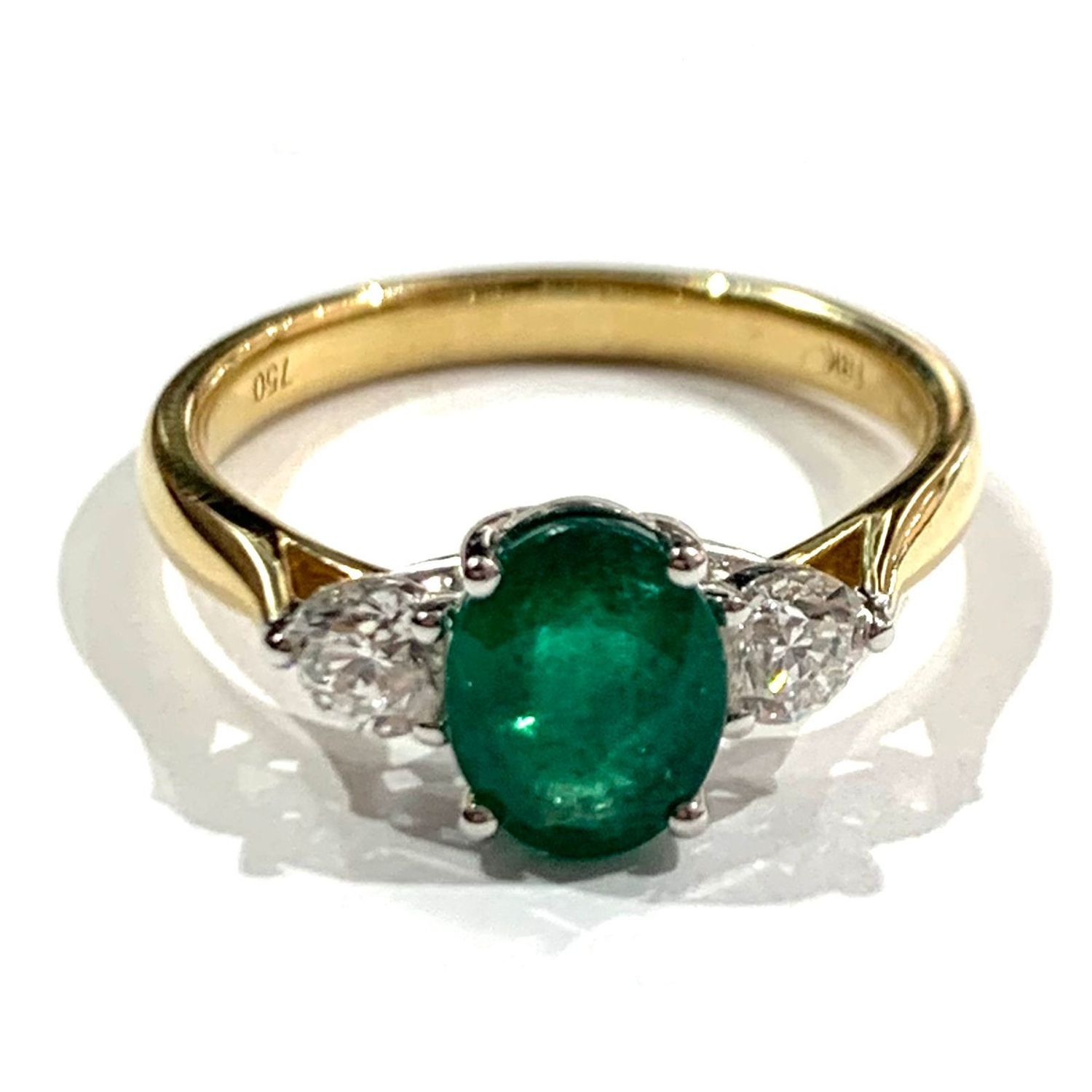 18ct Yellow Gold Emerald and Diamond Ring