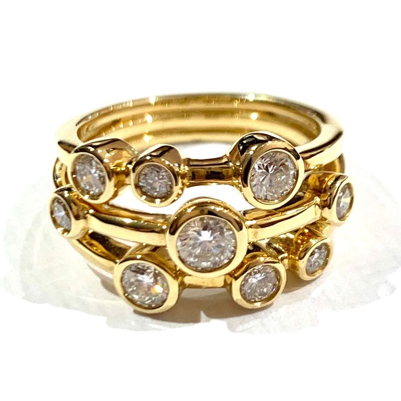 18ct Yellow Gold Diamond Bubble Ring