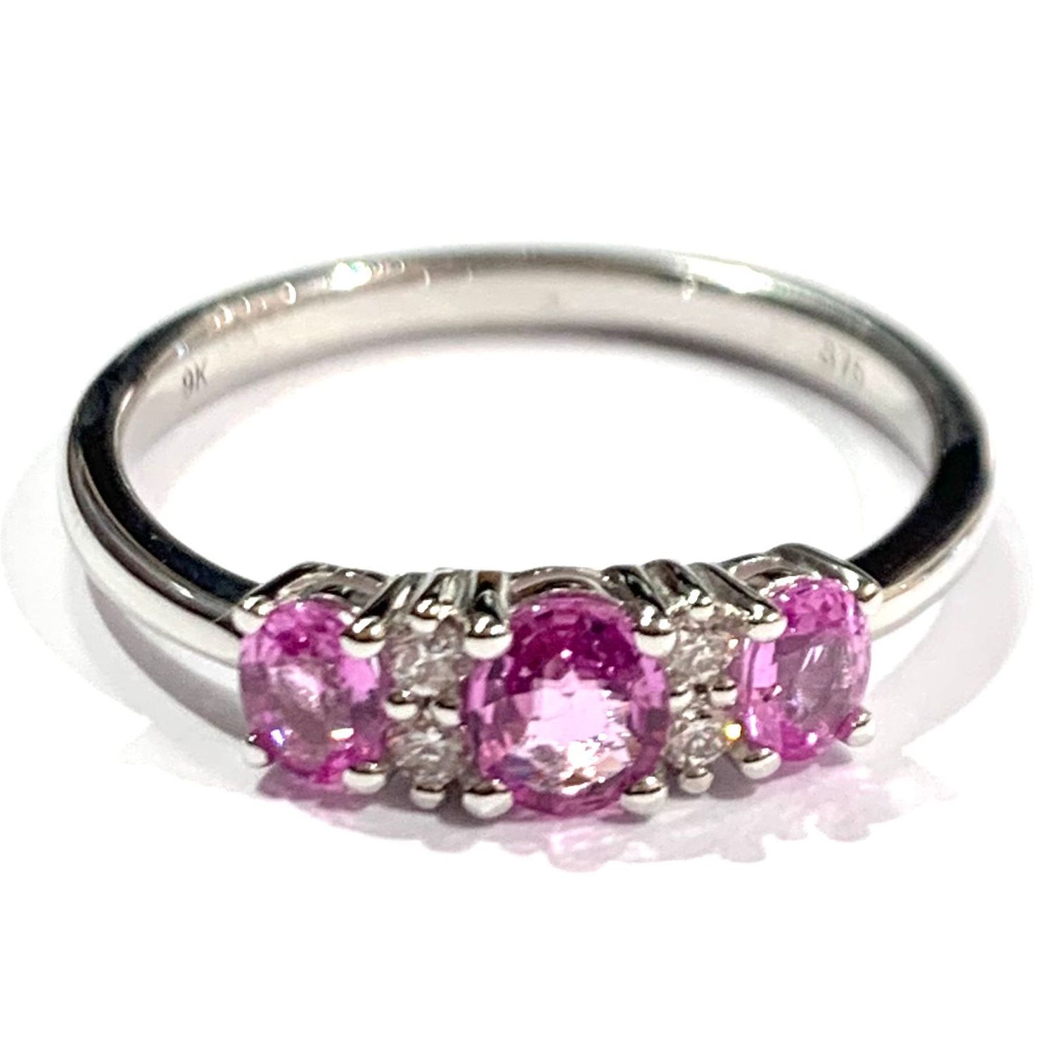 New 9ct White Gold Pink Sapphire and  Diamond Ring