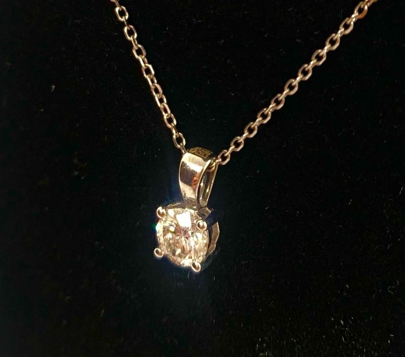 New 18ct  White Gold Diamond Solitaire Pendant 0.41ct