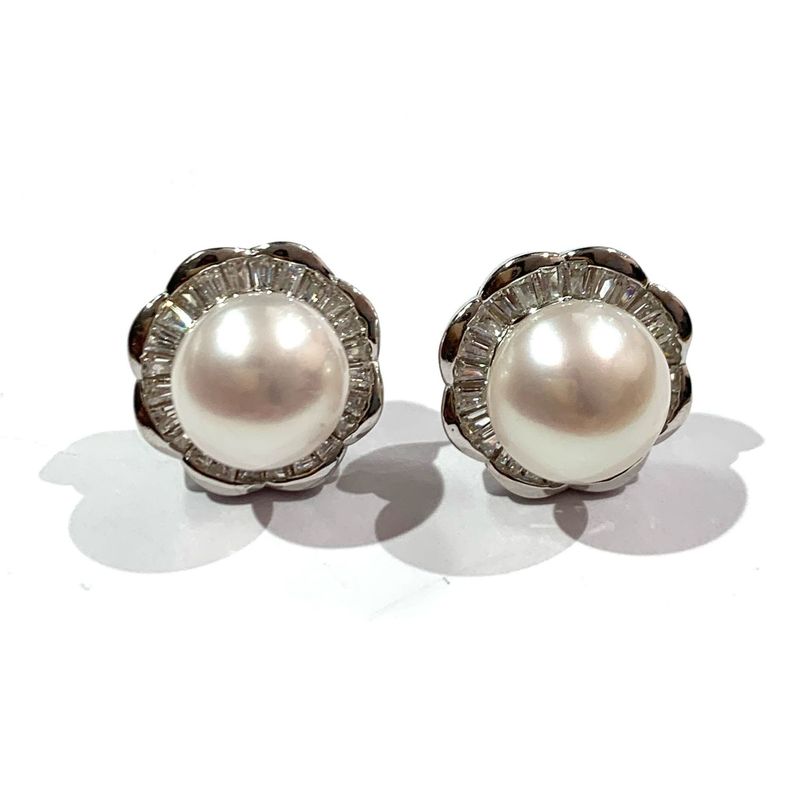 New Silver Pearl and CZ Earrings