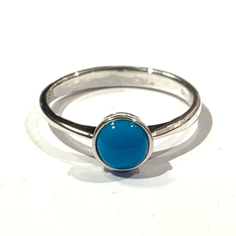New Silver Turquoise Ring, UK Size P 1/2