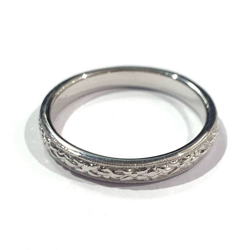 New Silver engraved Ring, UK Size N 1/2