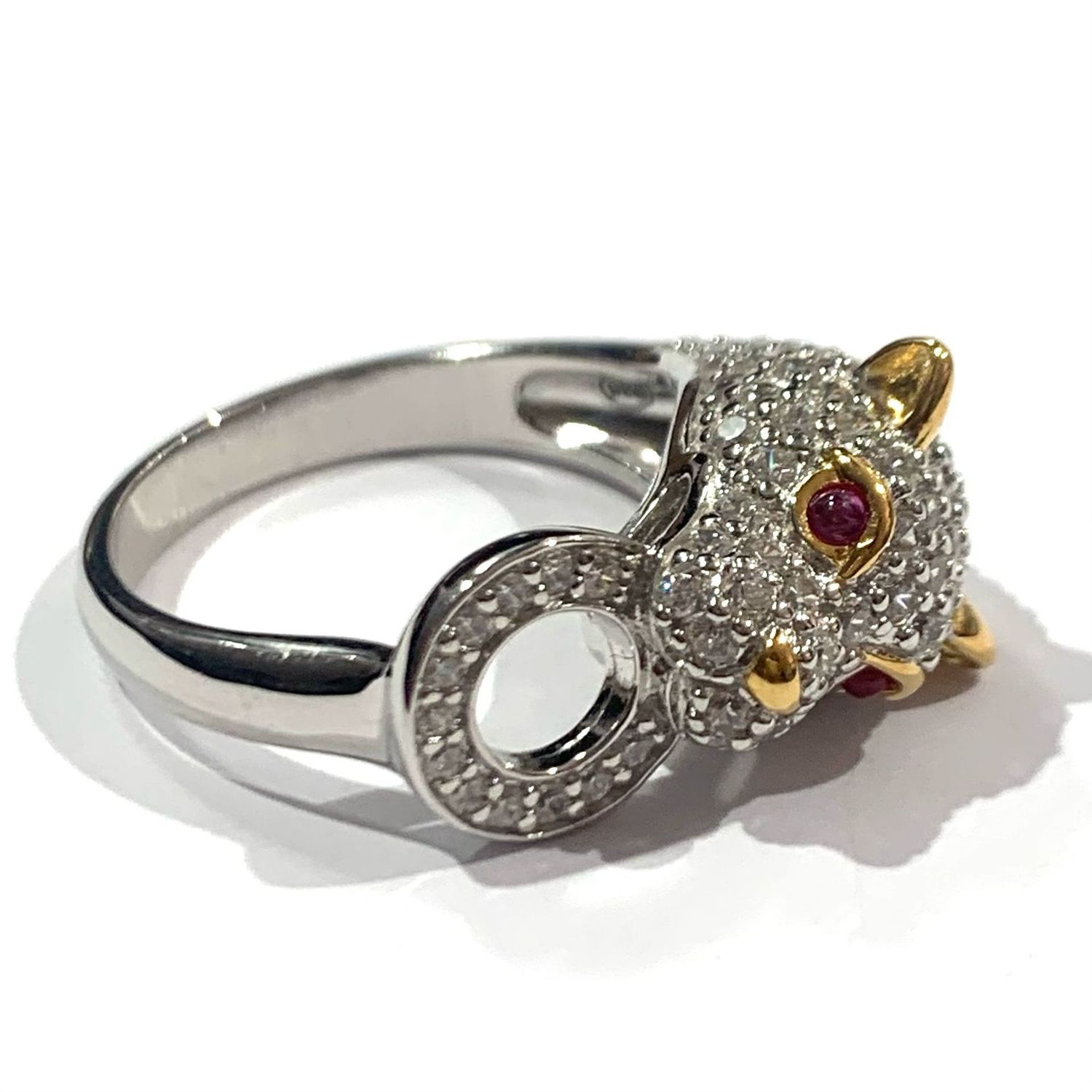 New Silver and Gold Plated CZ Panther Ring