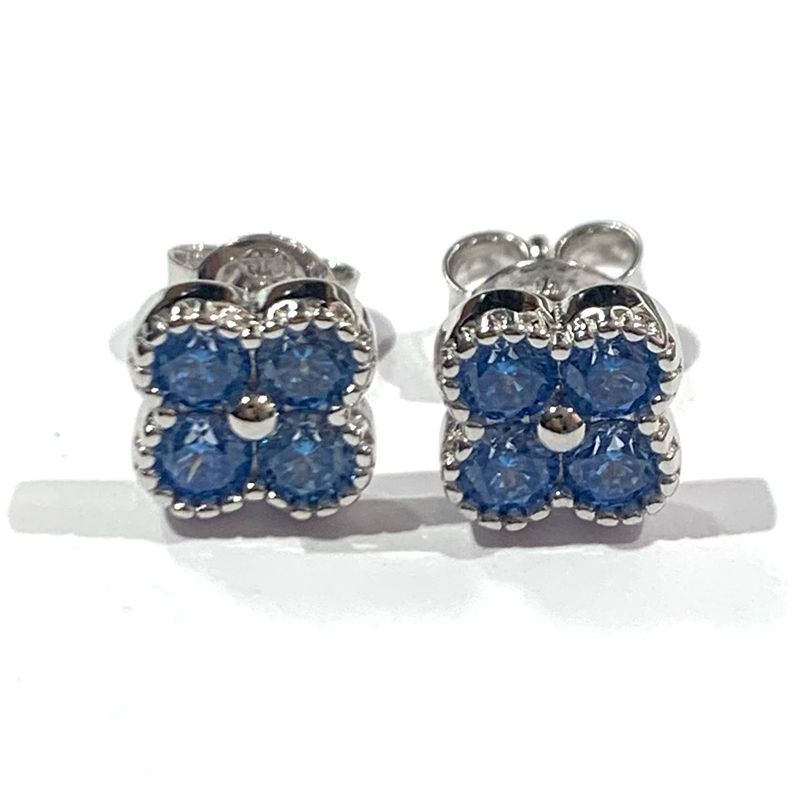Silver Blue CZ Stud Earrings