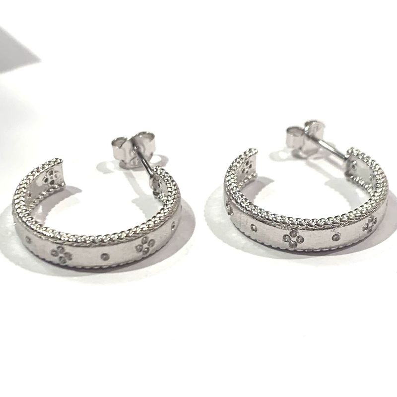 New Silver CZ Half Hoop Earrings