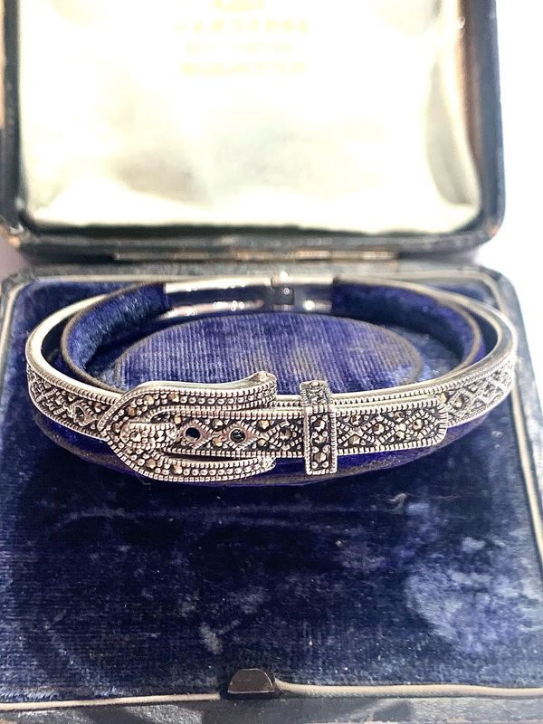 Silver Marcasite Buckle Bangle