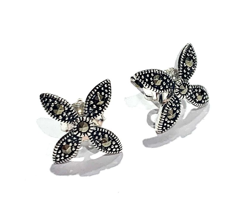 Small Marcasite Floral Earrings