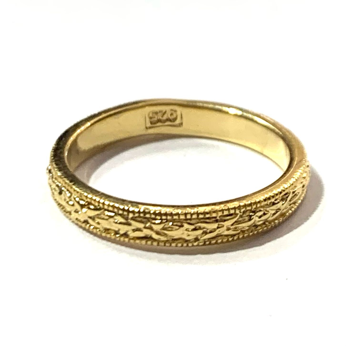 New Silver Gold Plated Engraved Ring, UK Size M 1/2