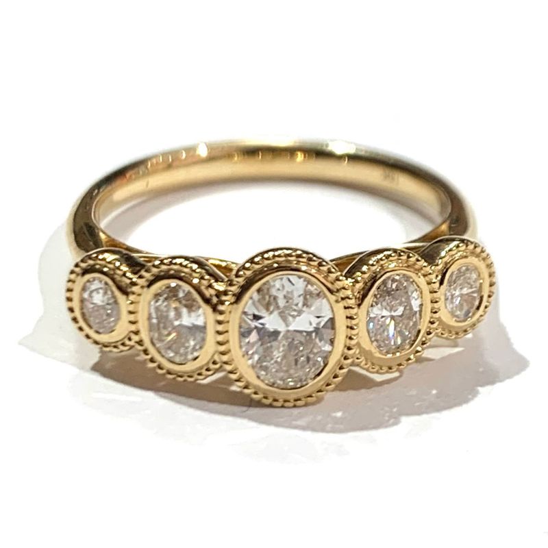 New 18ct Yellow Gold Diamond Five Stone Ring, UK Size N 1/2