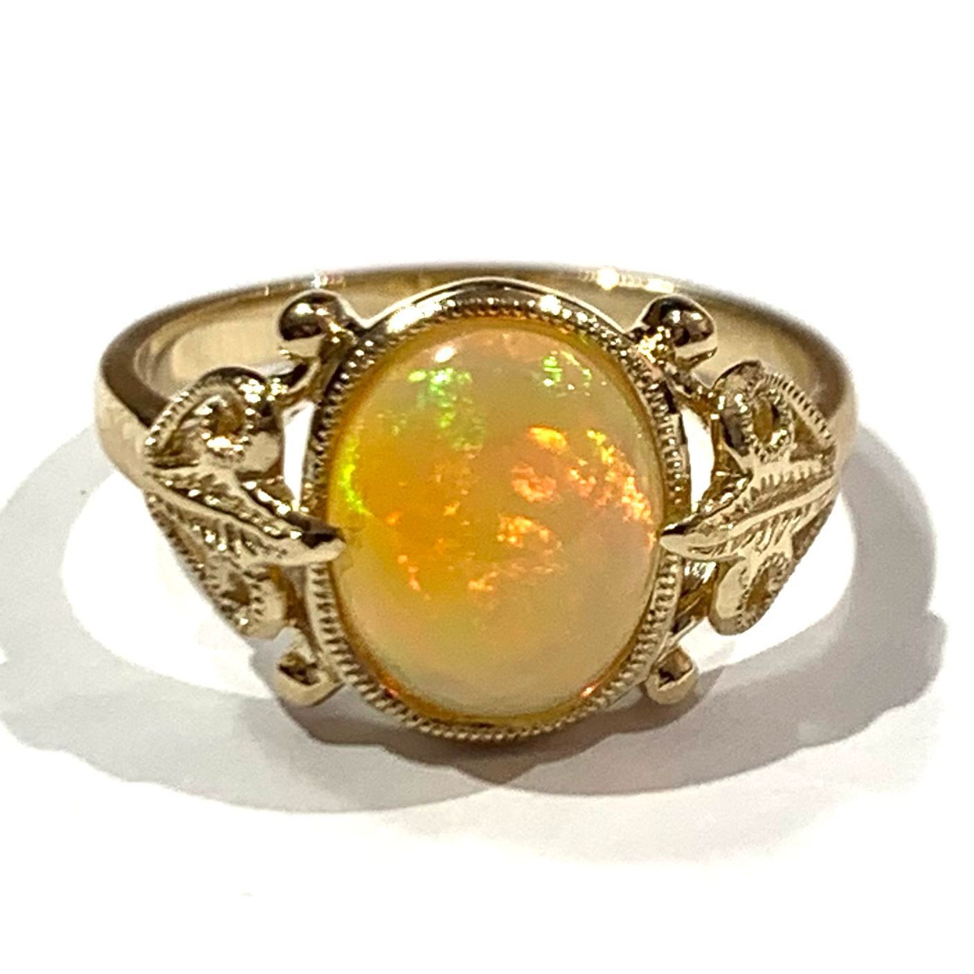New 9ct Yellow Gold Opal Ring, UK Size N 1/2