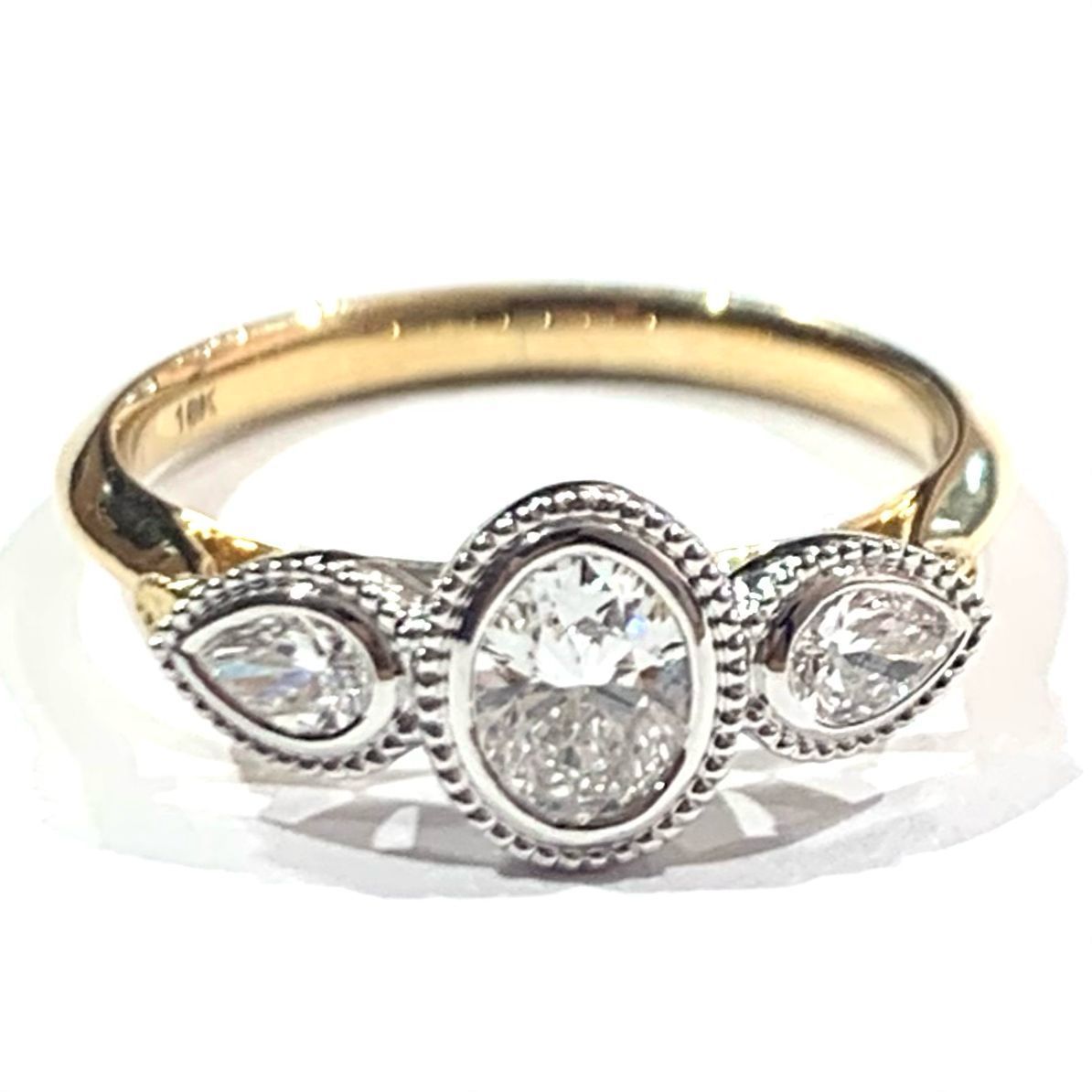 18ct Yellow Gold Diamond Three Stone Ring, UK Size N