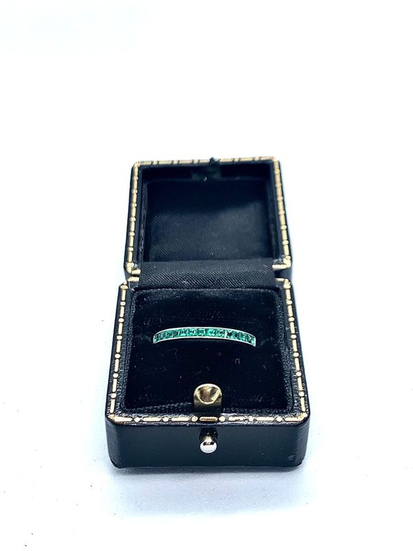 18CT Emerald Half Hoop