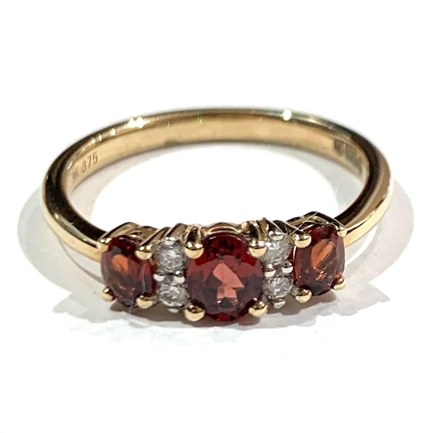 9ct Yellow Gold Garnet and Diamond Ring