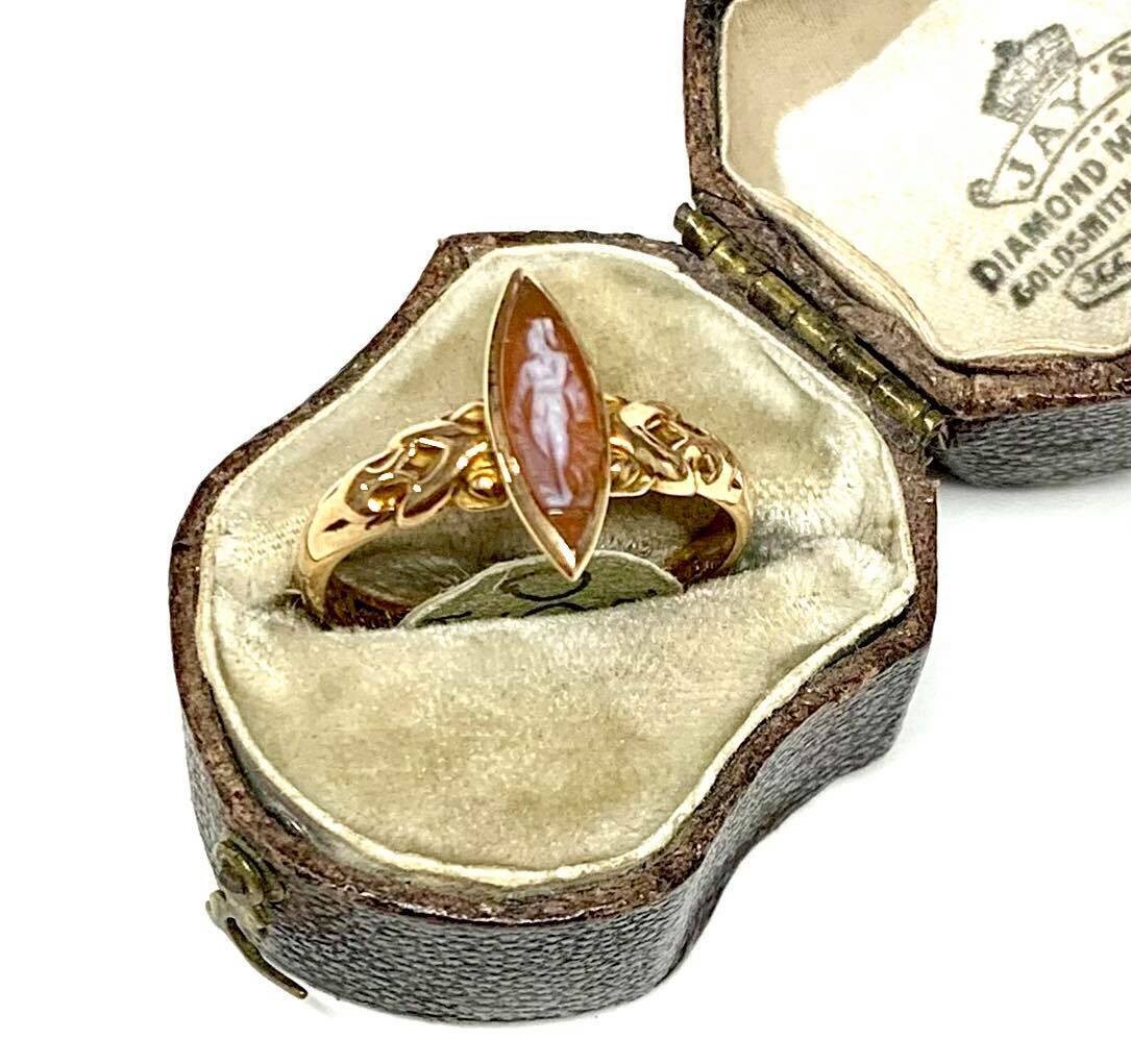 Art Nouveau 9ct Yellow Gold Cameo Ring UK Size N Chester 1912 Art Nouveau 9ct Yellow Gold Cameo Ring UK Size N Chester 1912
