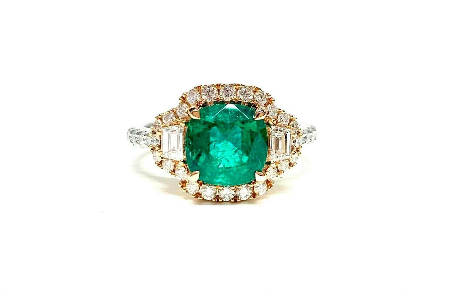 New 18ct White & Rose Gold Emerald & Diamond Ring, UK Size M *ONLY AVAILABLE IN STORE* New 18ct White & Rose Gold Emerald & Diamond Ring, UK Size M *ONLY AVAILABLE IN STORE*