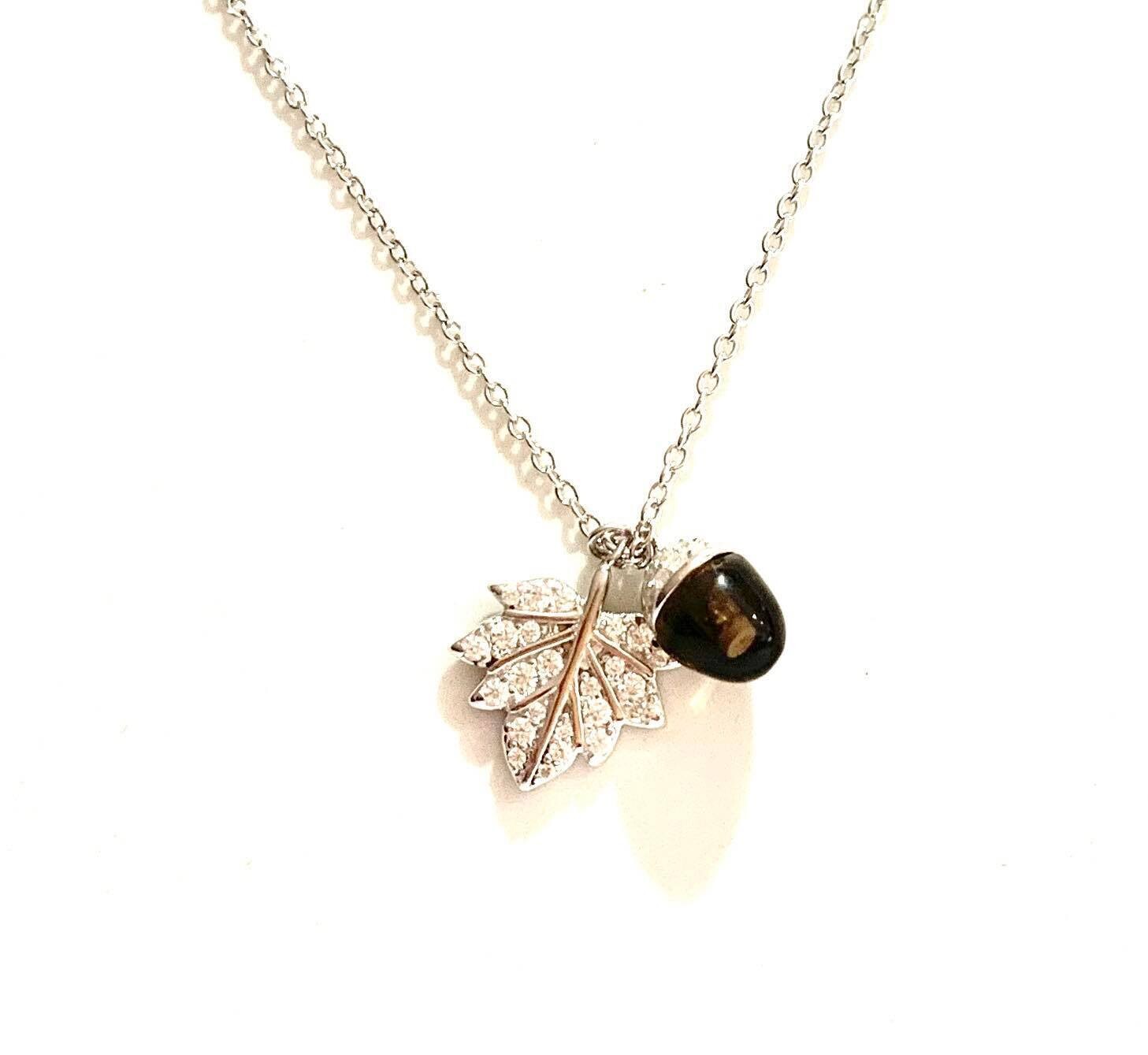 New Silver CZ Acorn Pendant