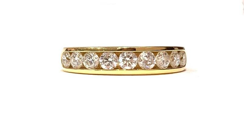 18ct Yellow Gold Diamond Half Hoop, UK Size O