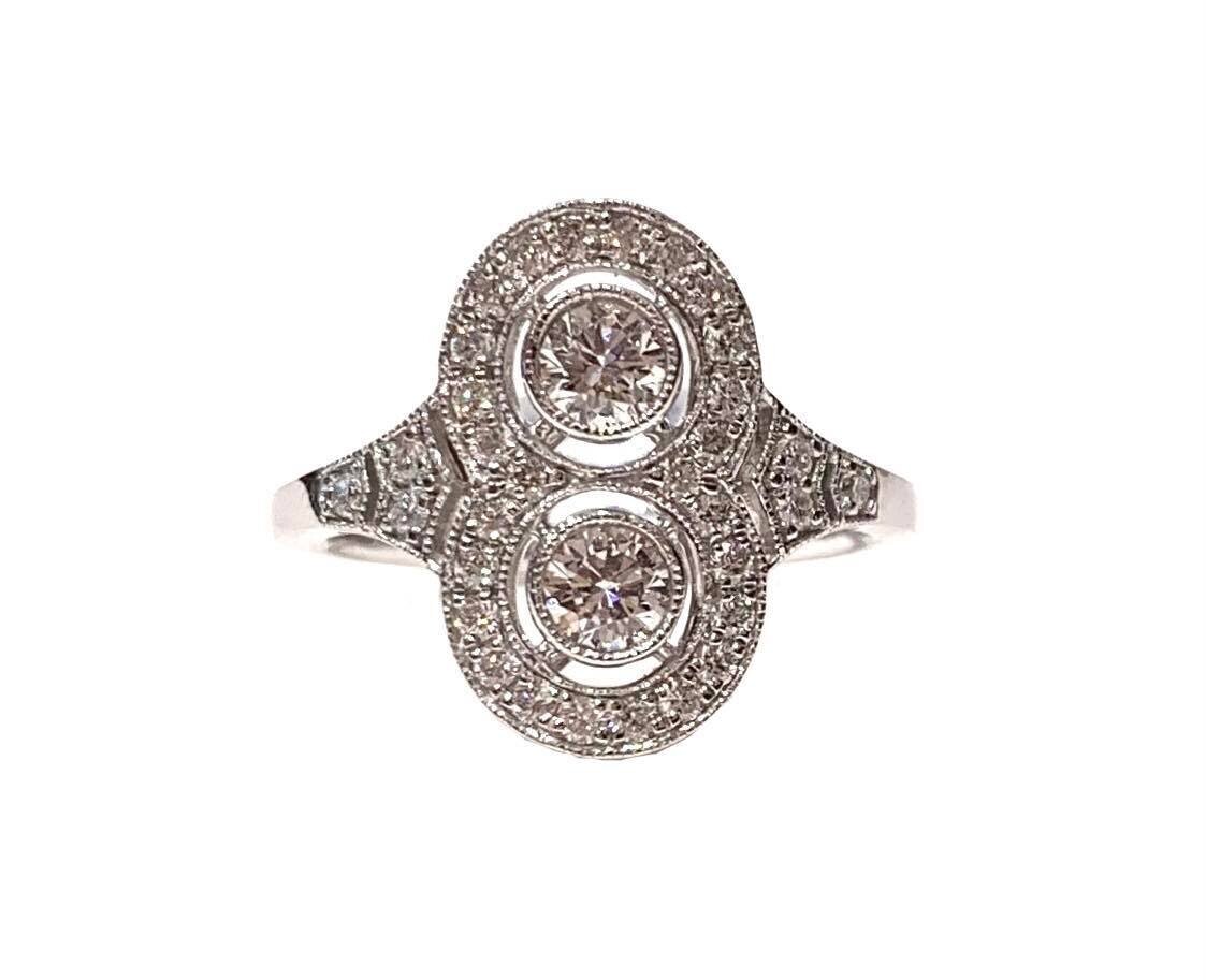 18ct White Gold Diamond Cluster Ring, UK Size M 18ct White Gold Diamond Cluster Ring, UK Size M