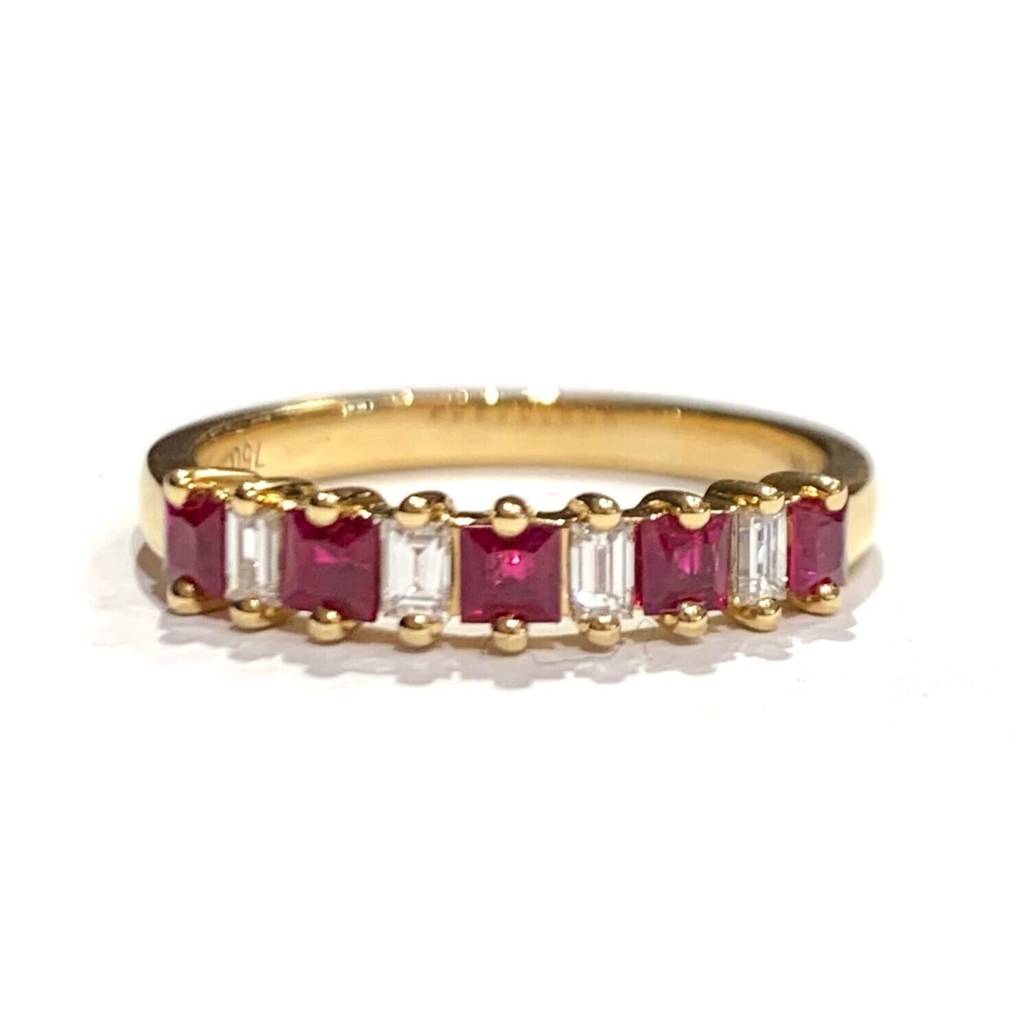 New 18ct Yellow Gold Ruby & Diamond Eternity Ring, UK Size M ½