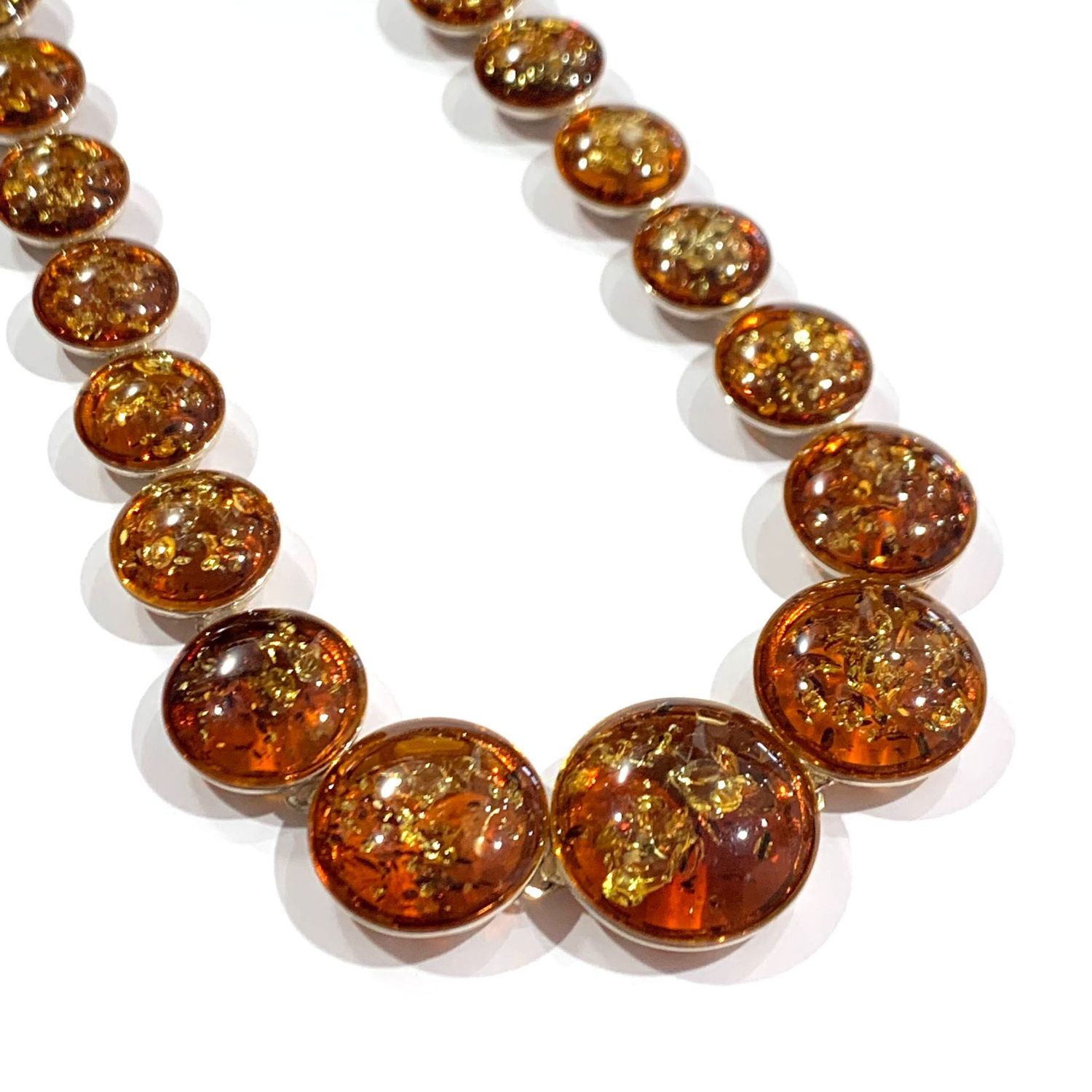Silver Amber Graduating Necklace