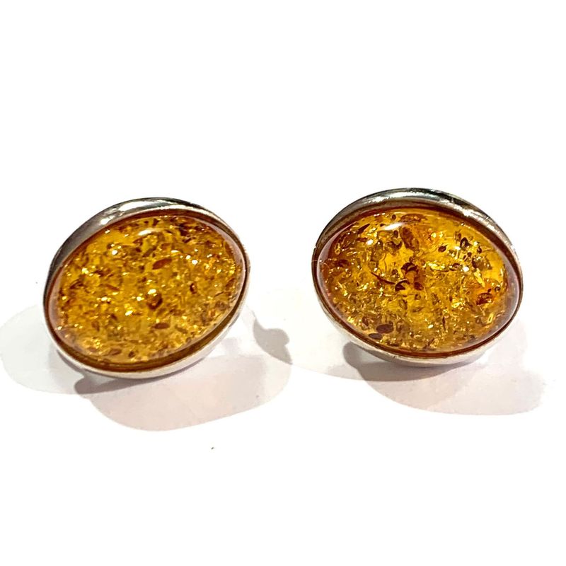 Silver Amber Earrings