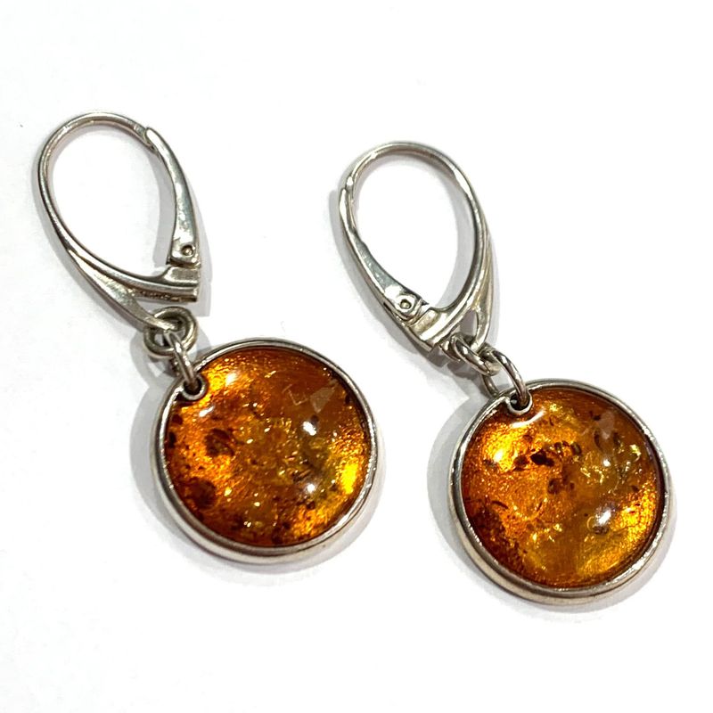 Silver Amber Drop Earrings