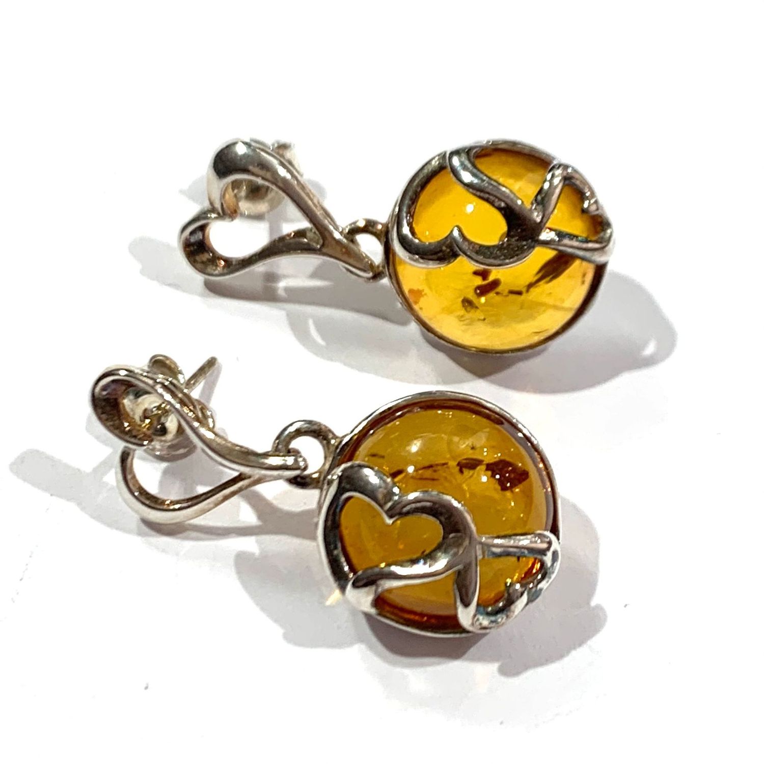 Silver Amber Earrings