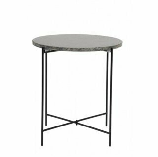 Marble top, side table with black metal legs
