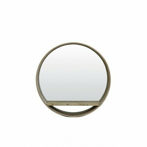MIRROR Ø56X11 CM WOOD LIGHT BROWN