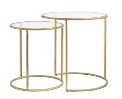 Gold & glass side tables (set of 2)