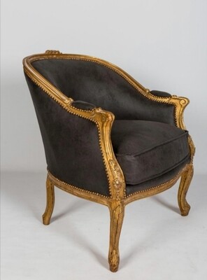 Taupe velvet Louis chair