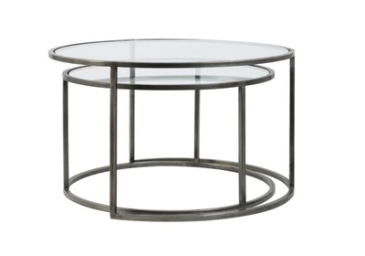 Large grey metal table, set of 2