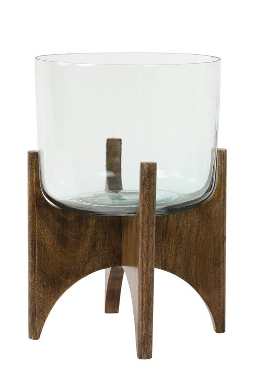 Vase on base Ø31,5x43 cm  glass+wood brown