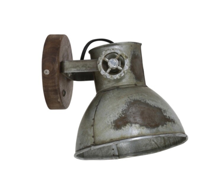 Wood-brown industrial wall light