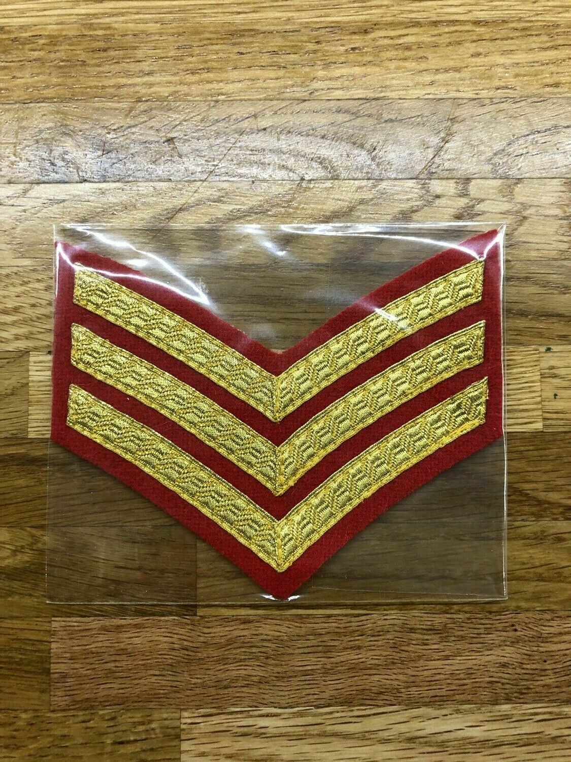 SGT Rank Badge For Mess Dress-Army-Gold On Red