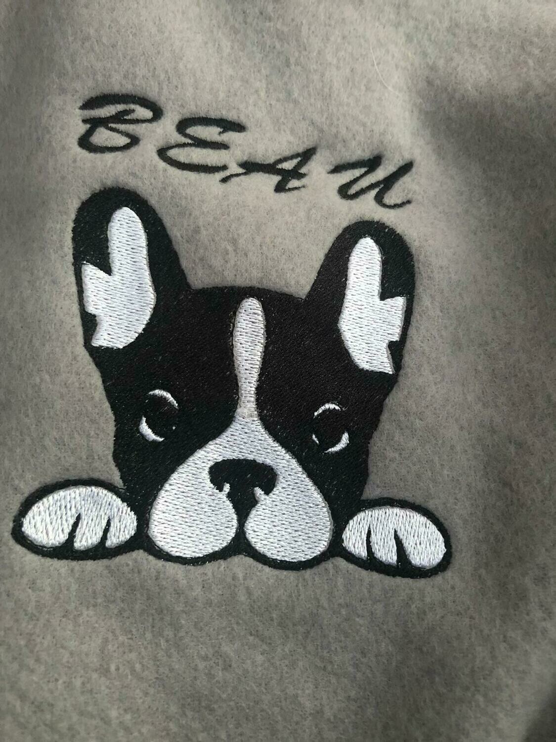Personalized Embroidered Dog Blanket with French Bulldog Graphic